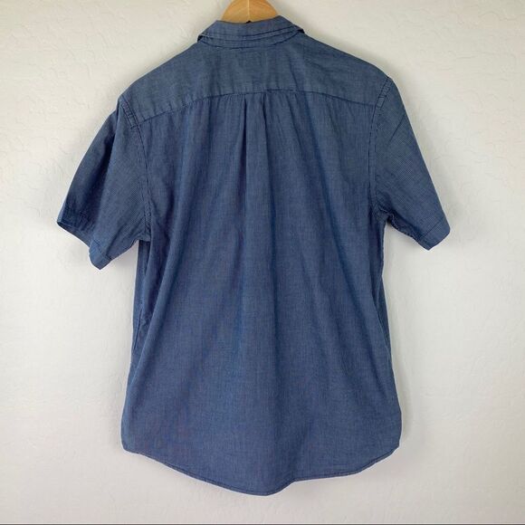 Gap blue white slim striped short sleeve shirt L - Picture 2 of 5